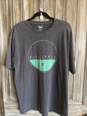 Billabong Men's Charcoal Short-Sleeve Tee with Mint Green Logo